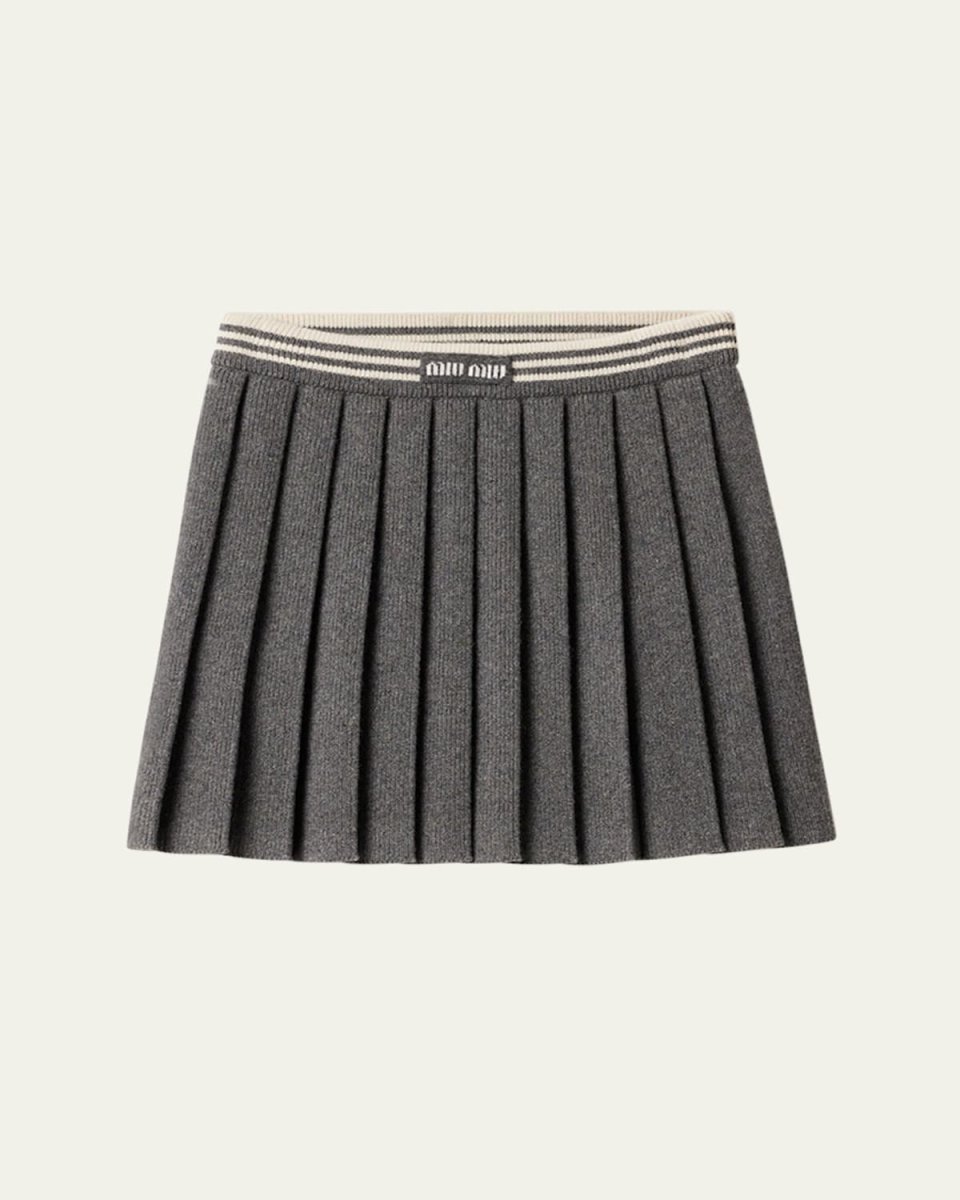 Mini Pleated Cashmere Wool Skirt